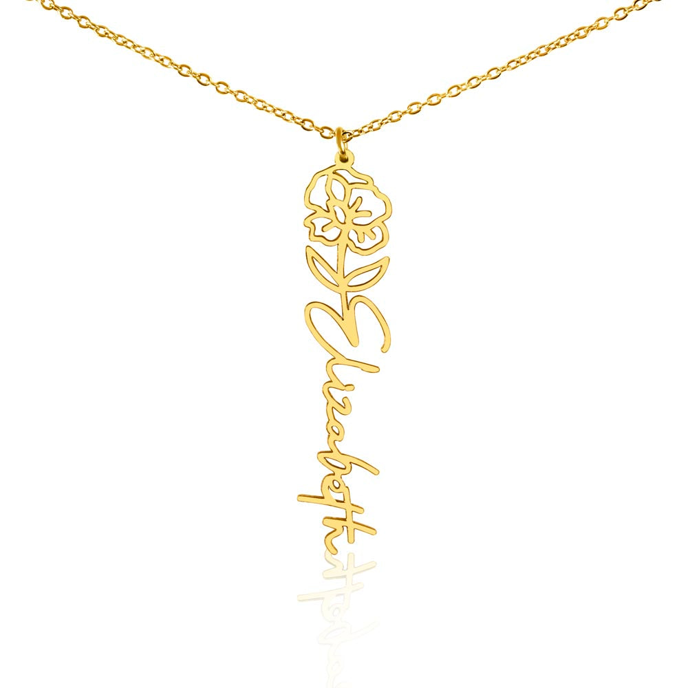Birth Flower Name Necklace