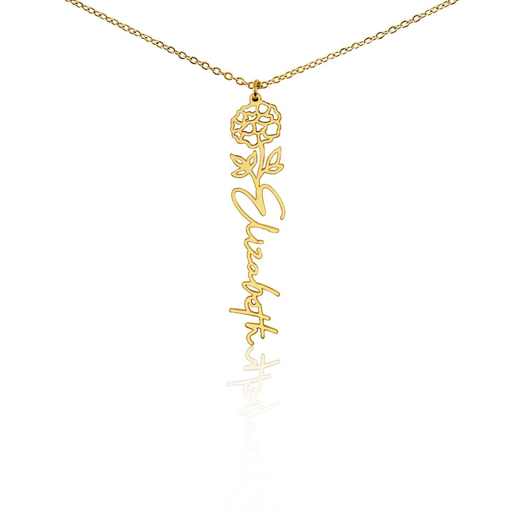 Birth Flower Name Necklace