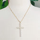 Collar con cadena, clip y colgante de cruz de perlas