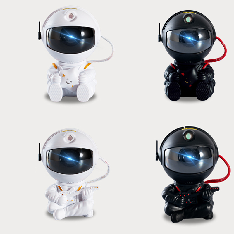 Astronaut Galaxy Projector in white and black, showcasing cute astronaut design with star projection features.