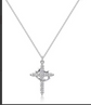 Silver cross pendant necklace on a white background