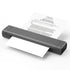 Handheld scanner scanning a document on a white background
