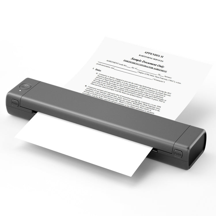 Handheld scanner scanning a document on a white background