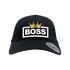 Boss Crown Embroidered Baseball Cap featuring a black design with a gold crown above the word &