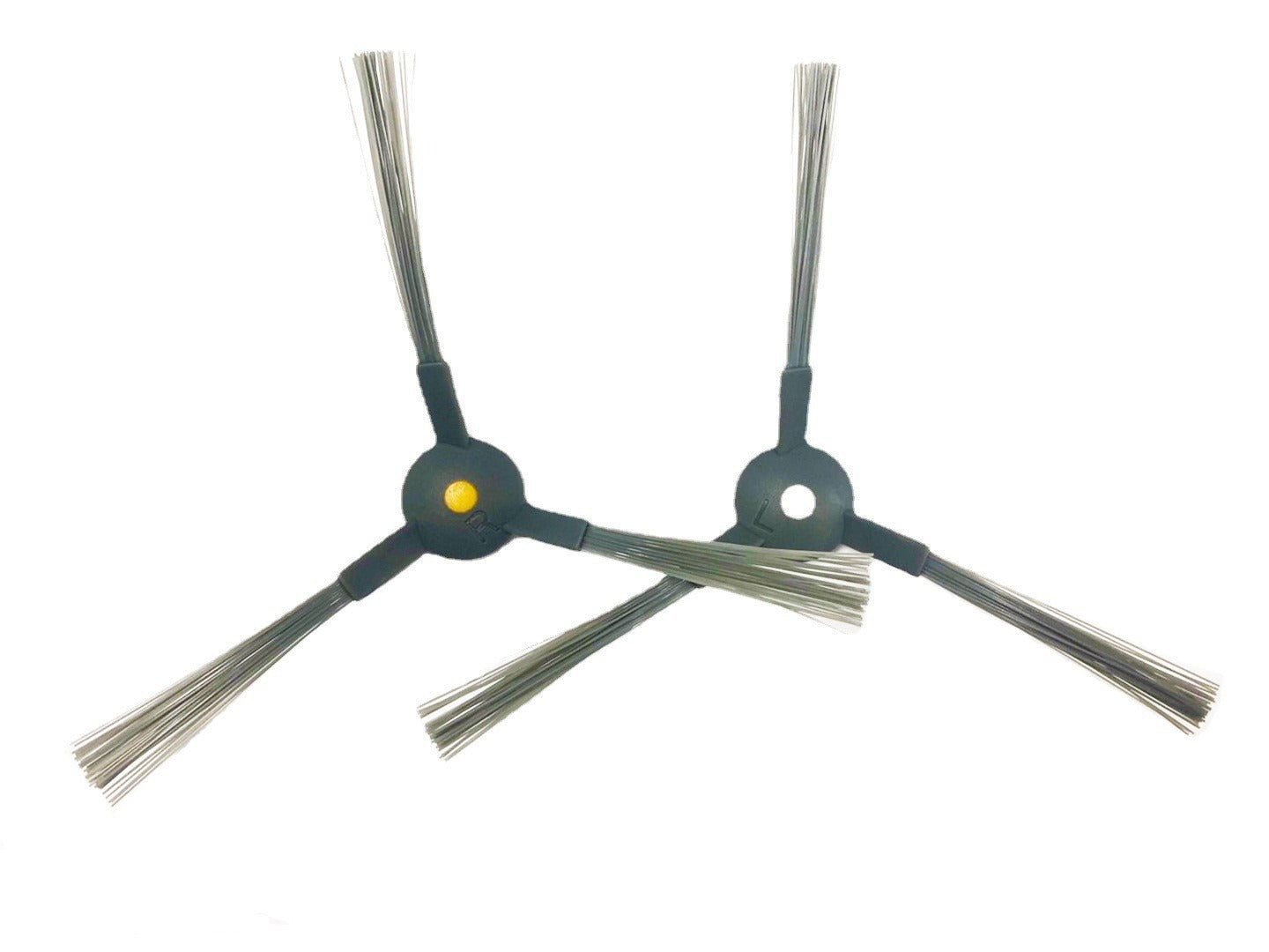 Three-pronged brush with metal bristles on a white background