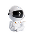 Astronaut Galaxy Projector shaped lamp sitting while playing guitar, projecting colorful stars and nebula effects.