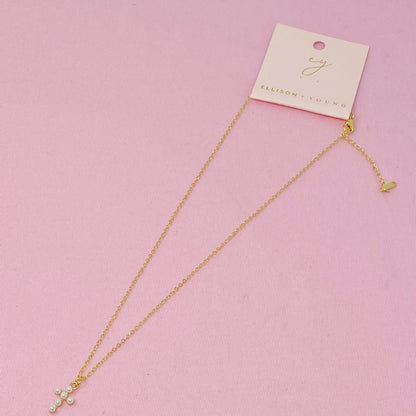 Seaside Pearl Cross Necklace