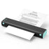 Portable scanner scanning a document on a white background