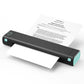 Portable scanner scanning a document on a white background