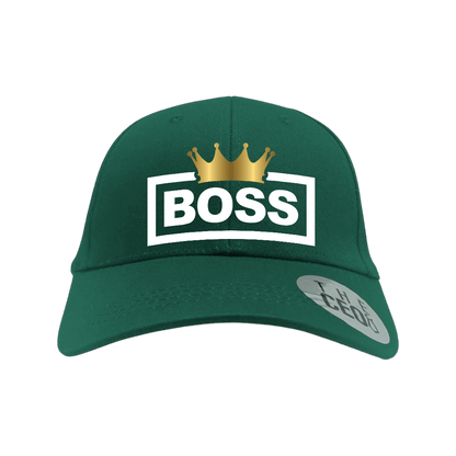 Boss Crown Embroidered Baseball Cap featuring a crown design, stylish green fabric, and a bold BOSS logo.