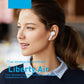 Woman wearing Liberty Air true wireless headphones with product name displayed.