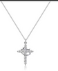 Silver cross pendant necklace on a white background