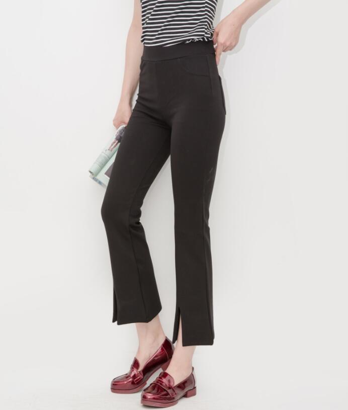 Flared Cropped Pants with Slits