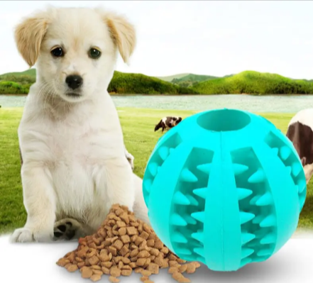 Pelota interactiva de caucho para perros de alimentación lenta