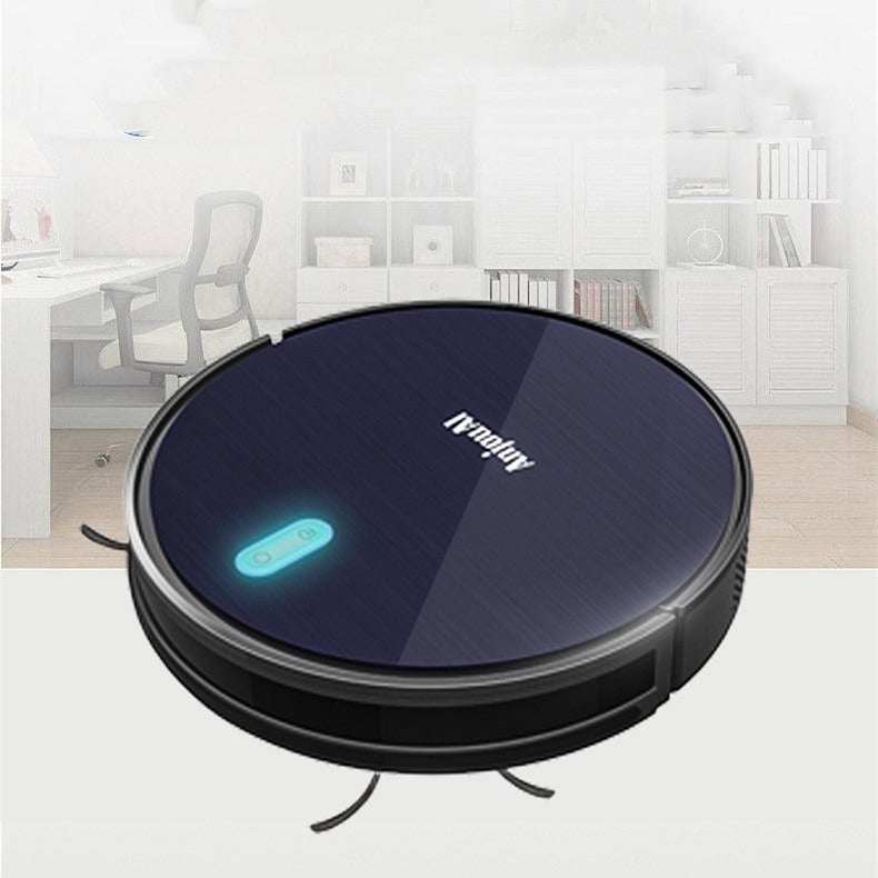 Robotic vacuum cleaner on a white background