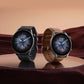 Amazfit GTR3 Pro Smartwatch with GPS and Health Monitor displayed in black and brown straps on elegant surface.