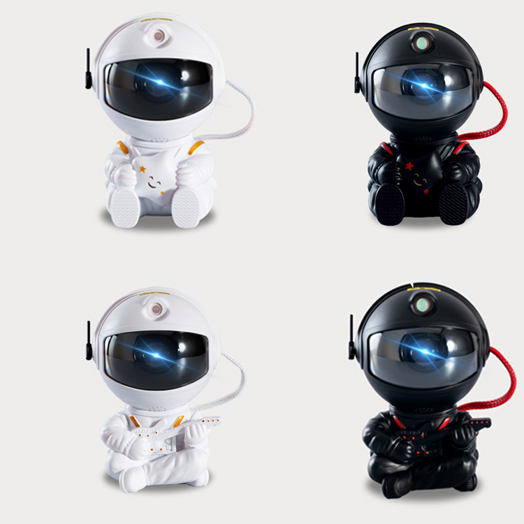Astronaut Galaxy Projector in white and black, showcasing cute astronaut design with star projection features.