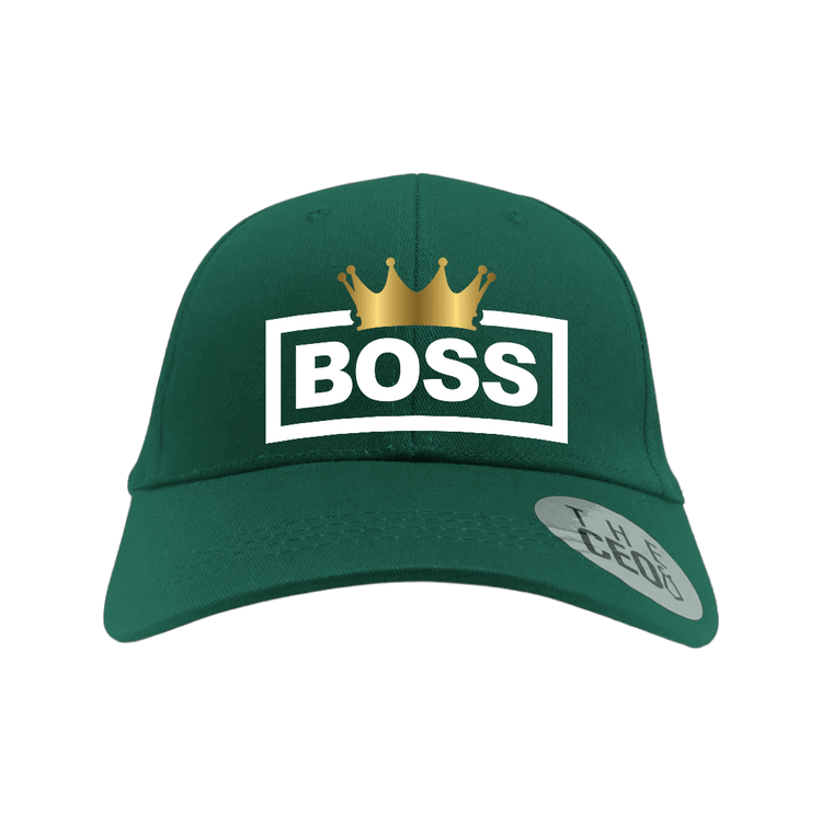 Boss Crown Embroidered Baseball Cap in green with a crown design on the front.