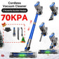 Cordless Vacuum Cleaner with LED Light & Removable Battery, featuring strong 70KPA suction power and versatile attachments.