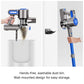 Cordless Vacuum Cleaner with LED Light & Removable Battery, featuring hands-free dust bin and wall-mounted storage design.