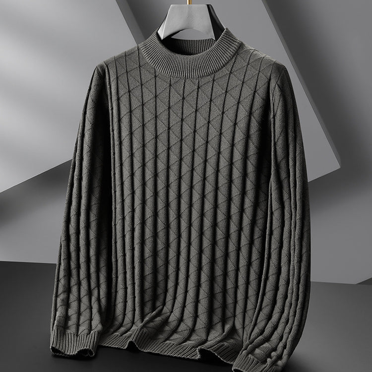 Gray turtleneck sweater on a gray background