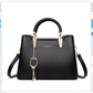 Hand-held Leather Shoulder Bag for Women 2024 (One Piece) in sleek black design with gold accents and charm.