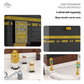 Detailed LEGO model of a religious building with gold and black accents, shown from multiple angles.