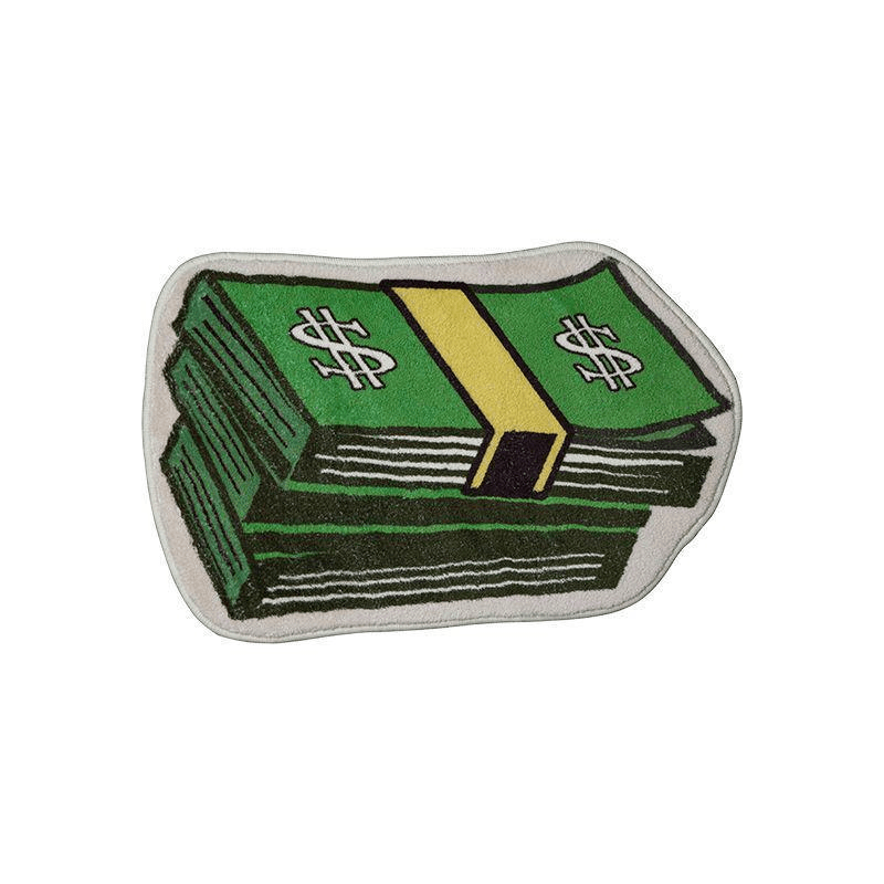 Shaggy Area Rug designed as a stack of dollar bills, adding a playful touch to home decor.