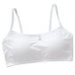 White ribbed crop top with thin straps on a white background