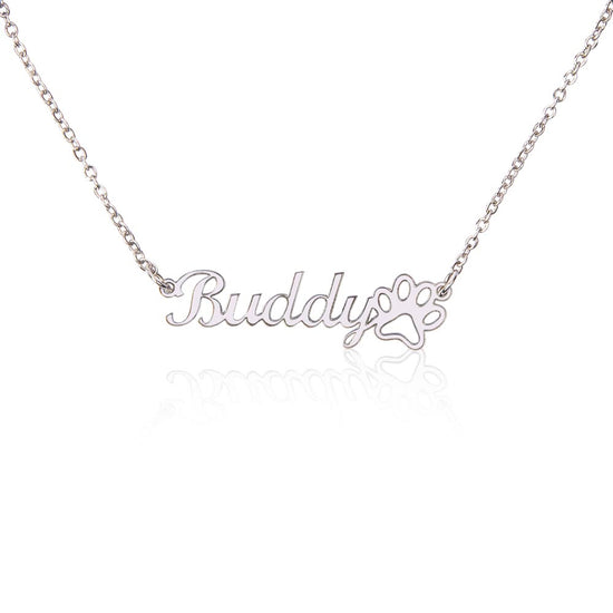 Collar clásico con nombre y huella de pata