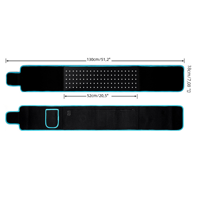 Black belt with measurement details on a white background