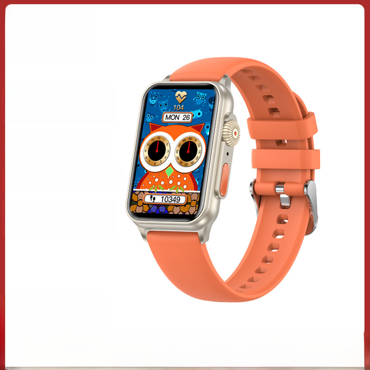 Smartwatch with an orange band on a white background