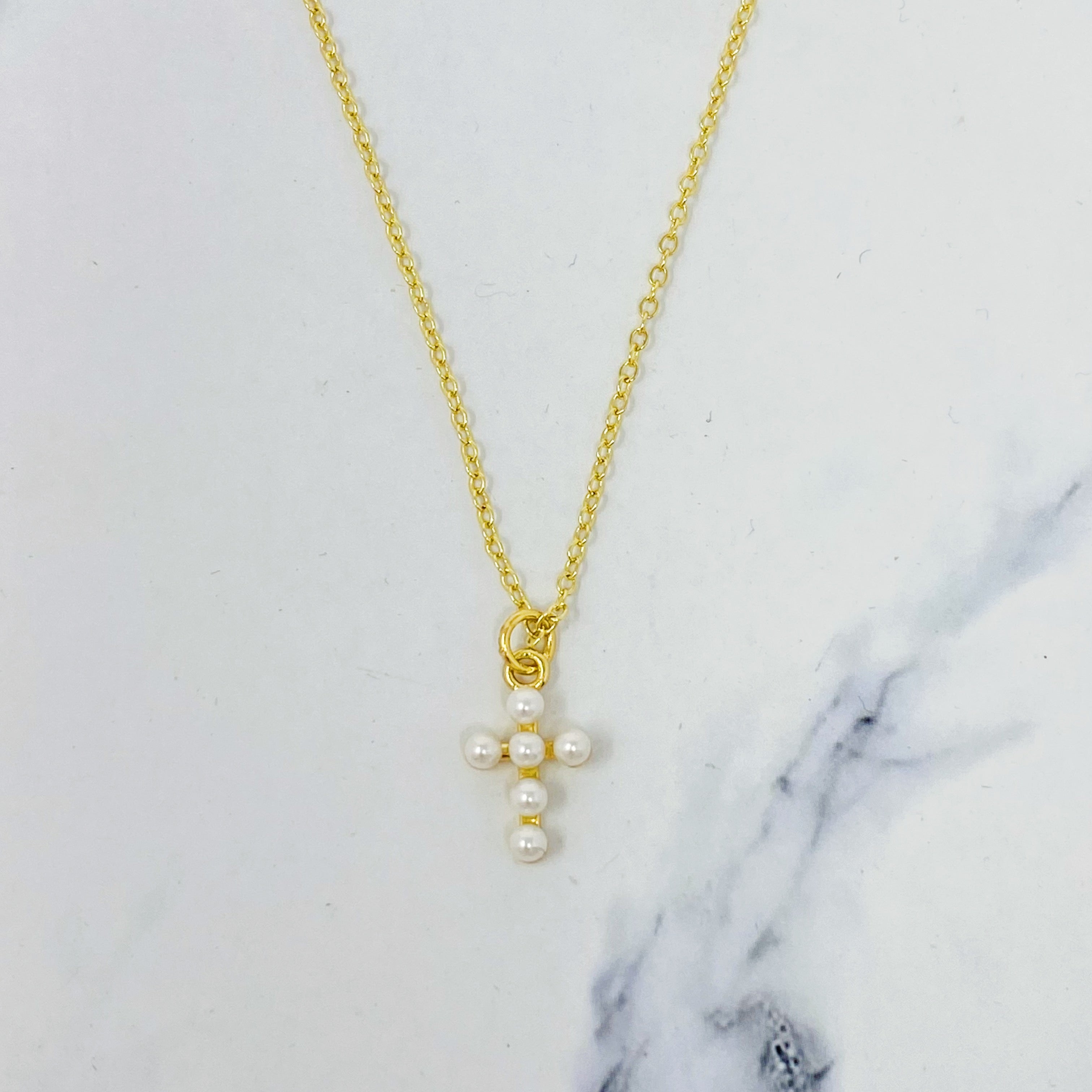 Seaside Pearl Cross Necklace