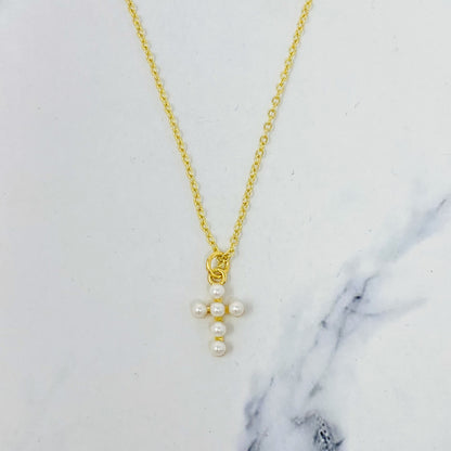 Seaside Pearl Cross Necklace
