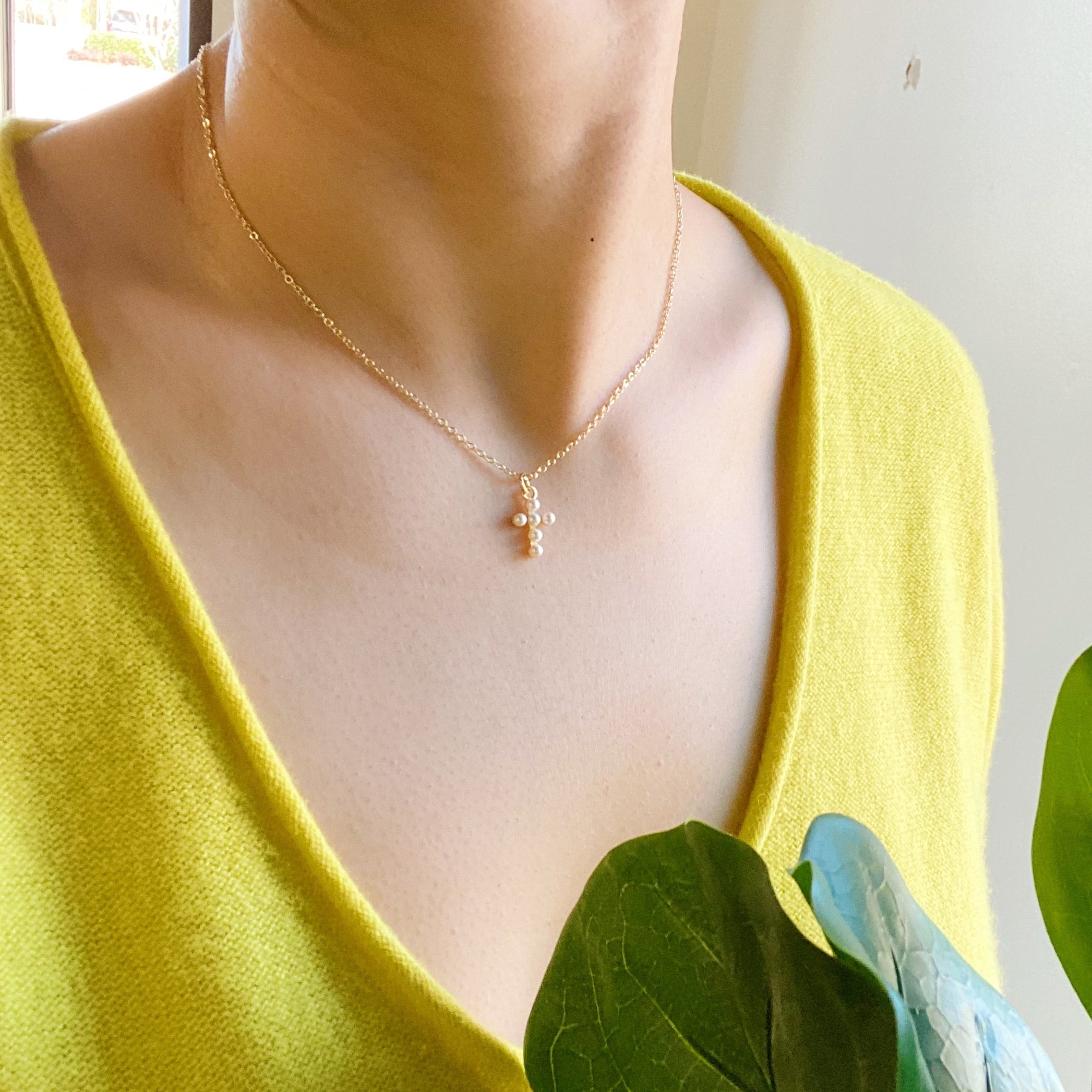 Seaside Pearl Cross Necklace