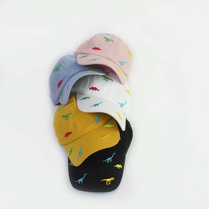 RICYGVM Dinosaur Embroidered Kids Baseball Cap collection featuring colorful caps with dinosaur designs