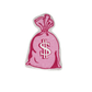 Shaggy Area Rug with a playful dollar bag design featuring a pink color palette.