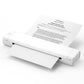 White portable scanner with a document on a white background