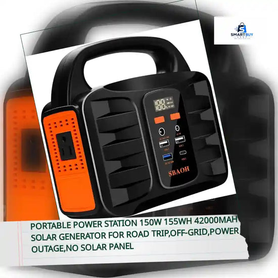 Portable Power Station 150W 155Wh 42000mAh Solar Generator For Road Trip,Off-grid,Power Outage,No Solar Panel by@Outfy