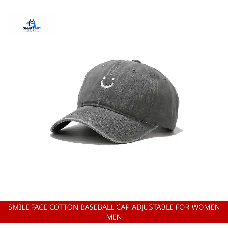 Smile Face Cotton Baseball Cap Adjustable for Women Men by@Outfy