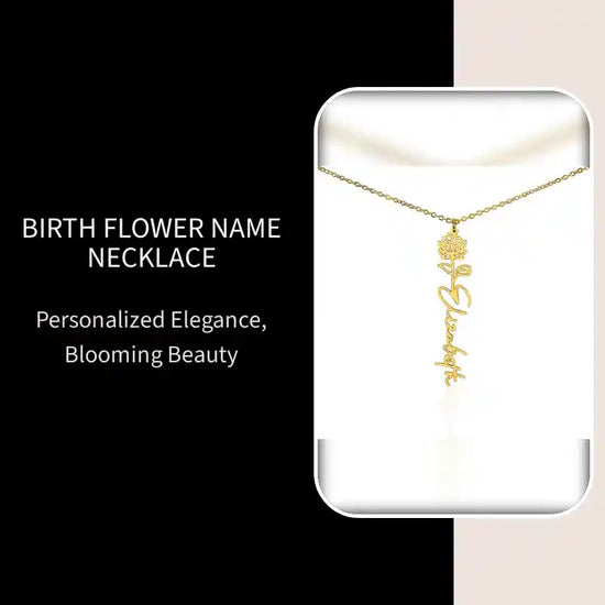 Birth Flower Name Necklace by@Outfy