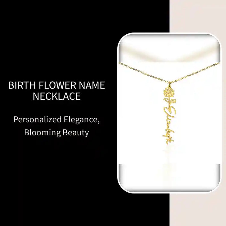 Birth Flower Name Necklace by@Outfy