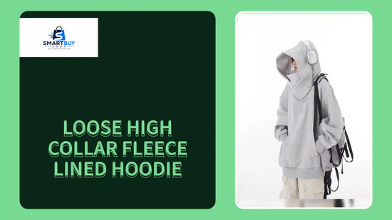 Loose High Collar Fleece Lined Hoodie by@Outfy
