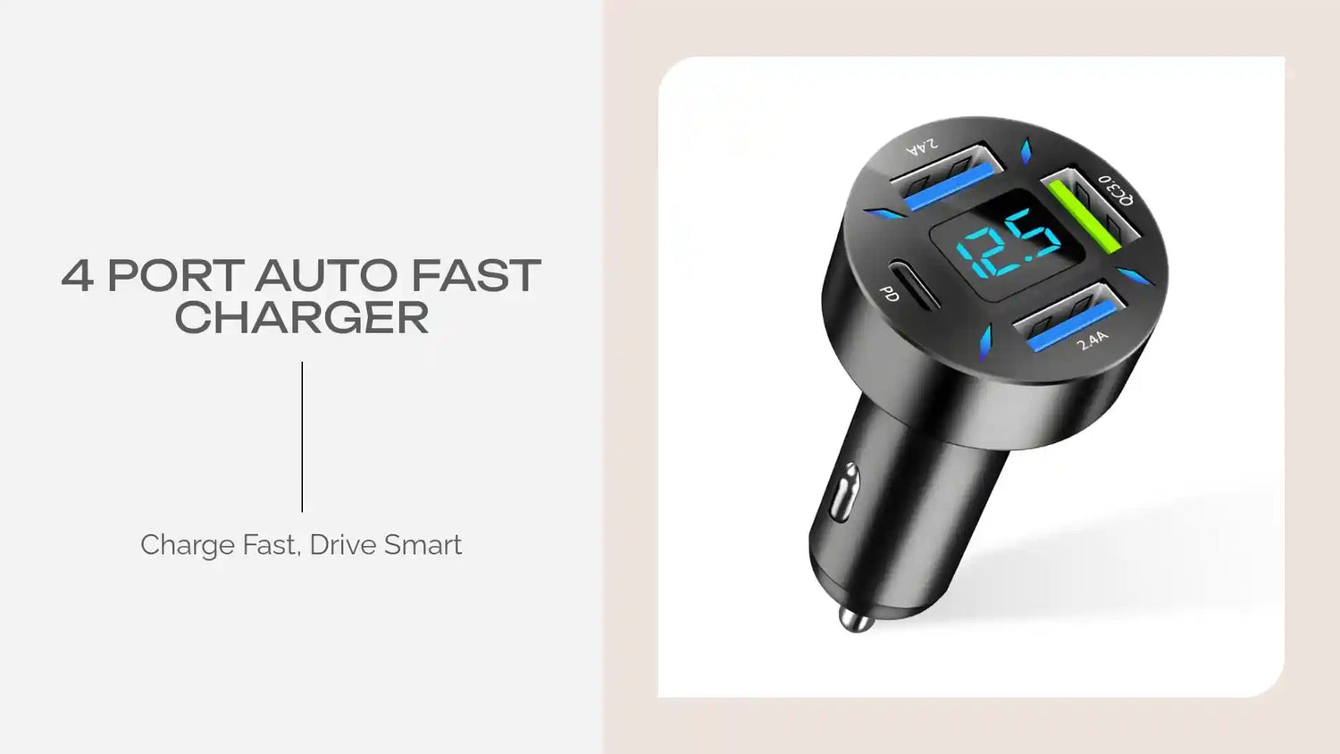 4 Port Auto Fast Charger by@Outfy
