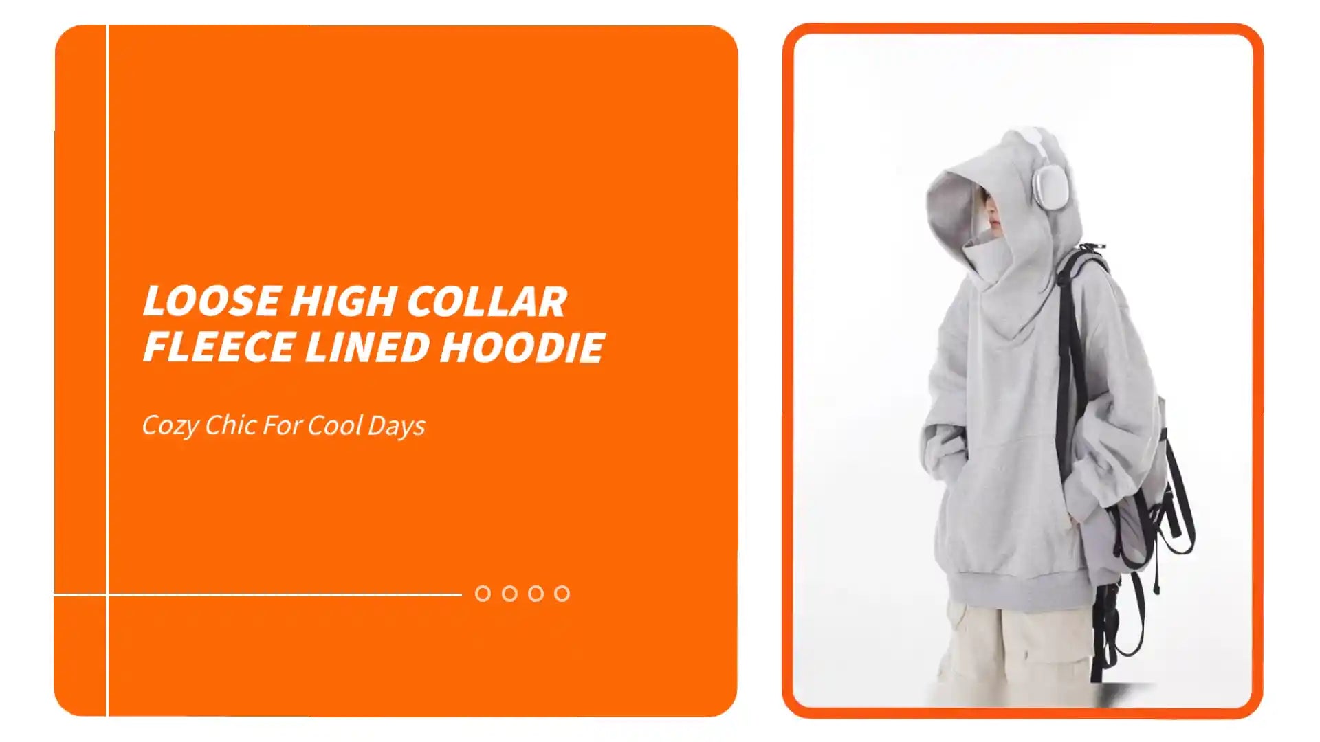 Loose High Collar Fleece Lined Hoodie by@Outfy