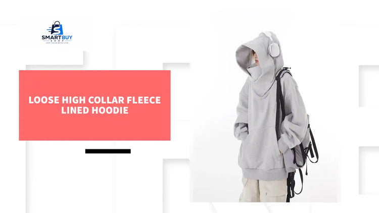 Loose High Collar Fleece Lined Hoodie by@Outfy