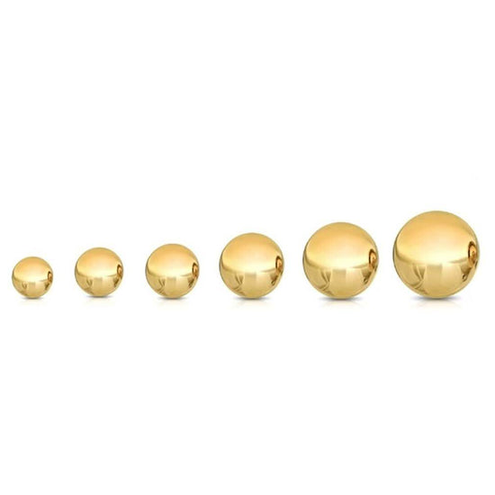 Aretes de oro macizo de 14K con forma de bola - Varios tamaños